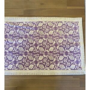 World Market Table Runner Purple Pomegranate Floral Print 16in x 90in Cotton